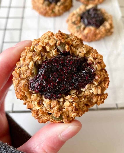 Blueberry Oatmeal Thumbprint Cookies