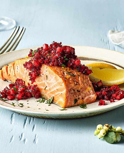 Roasted Salmon with Spicy Cranberry Relish