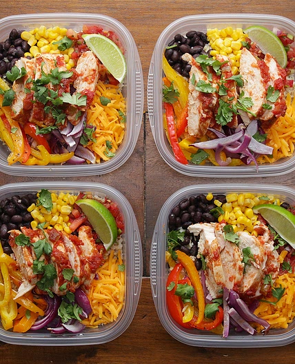 Weekday Meal-Prep Chicken Burrito Bowls Recipe by Tasty