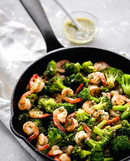 Chimichurri Shrimp Broccoli Skillet