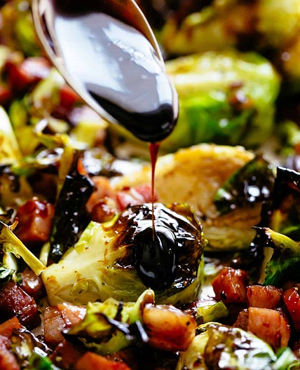 Balsamic Roasted Brussels Sprouts with Bacon