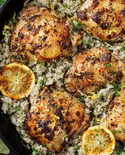 One Pan Greek Lemon Chicken and Rice
