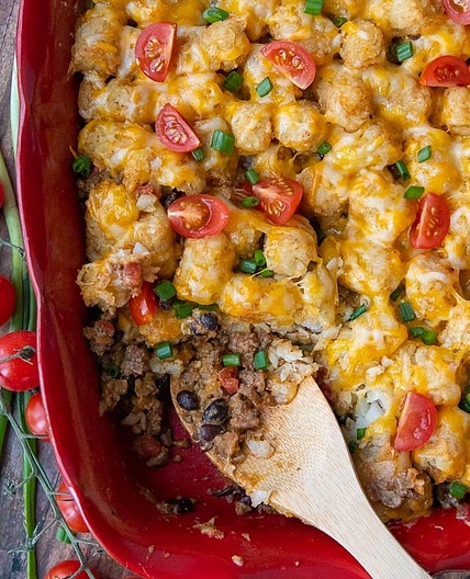 Mexican Casserole with Tater Tots & Ground Beef