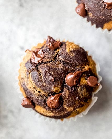 Healthy Marbled Chocolate Pumpkin Muffins