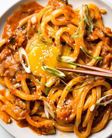 Kimchi Udon With Scallions