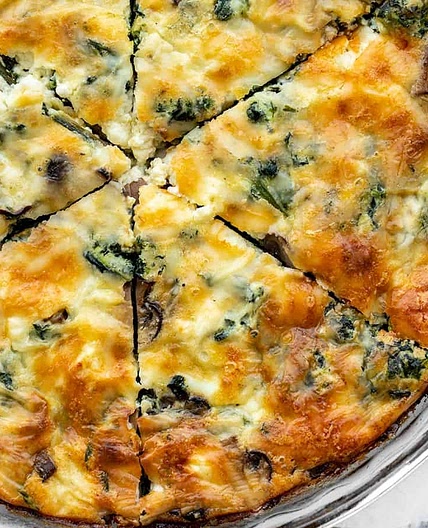 Spinach Mushroom and Feta Crustless Quiche