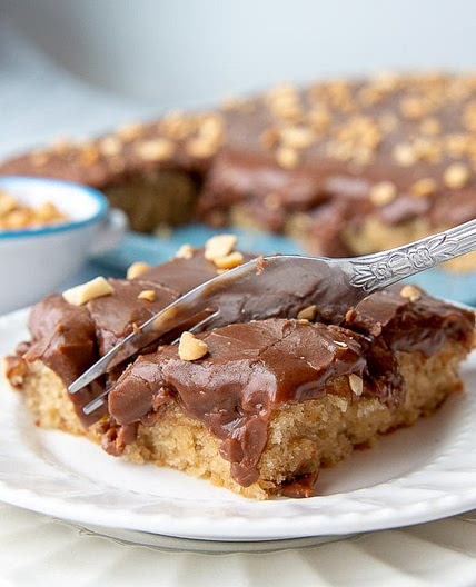 Easy Peanut Butter Sheet Cake & Chocolate Frosting