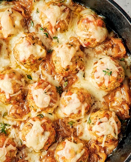 French Onion Chicken Meatballs