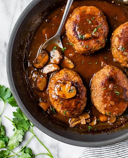Skinny Salisbury Steak with Mushroom Gravy
