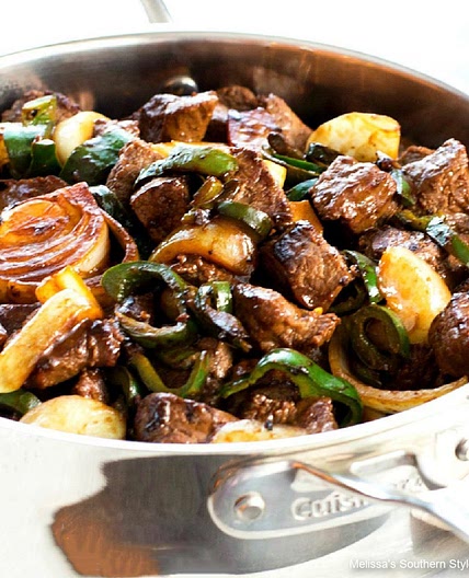 Teriyaki Steak Bites with Green Pepper and Onion