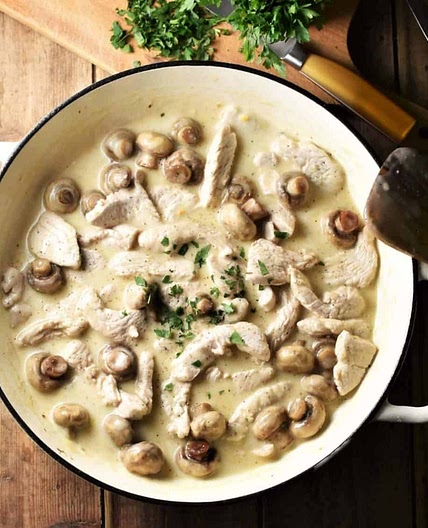 Healthy Turkey Stroganoff with Baby Button Mushrooms