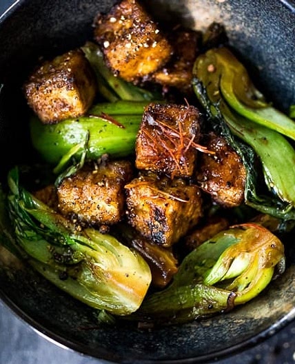 Black Pepper Tofu with Bok Choy