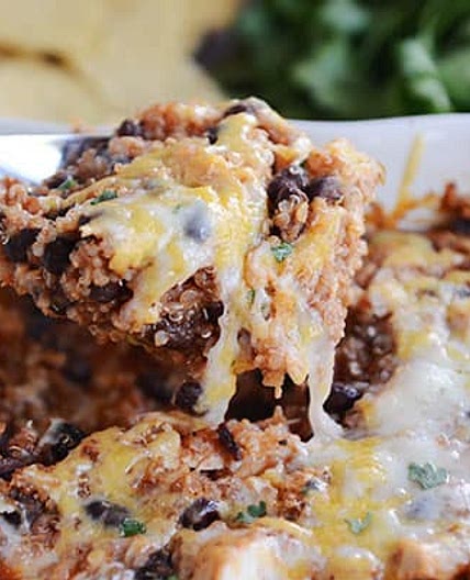 Cheesy Black Bean Quinoa Bake