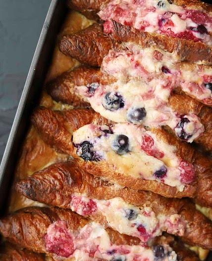 Berry Stuffed Croissant French Toast Bake