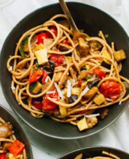 Roasted Ratatouille with Spaghetti