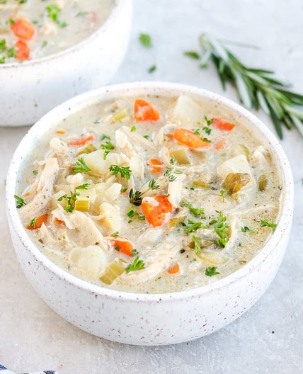 Healthy Chicken Pot Pie Soup (Whole30, Paleo)