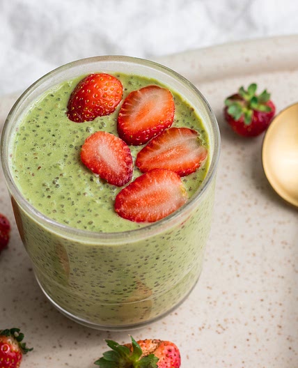 matcha chia pudding with protein