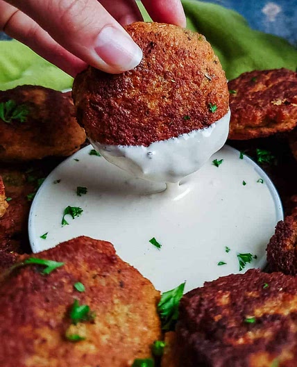 Easy Lentil Patties (with Lemon Tahini Dip)