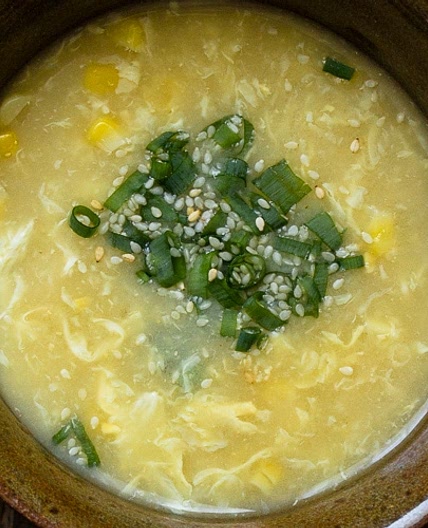 Miso Egg Drop Soup with Corn