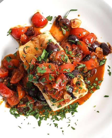Sea Bass with Sicilian Cherry Tomato Sauce