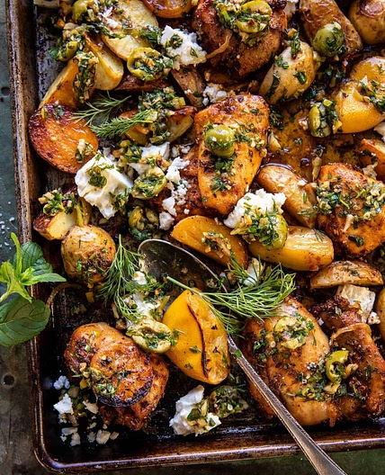 Sheet Pan Greek Garlic Butter Chicken and Potatoes