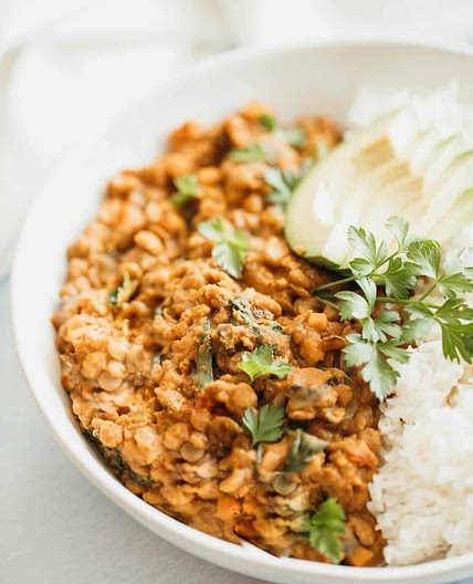 Lentil Mushroom Curry, Vegan, Instant Pot