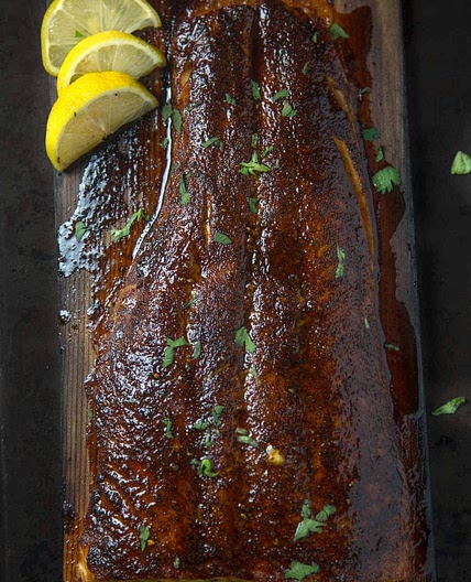 Cedar Plank Salmon Recipe with Maple Chipotle Glaze