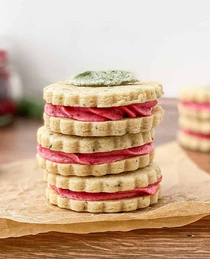 Sage Cookies with Cranberry Buttercream