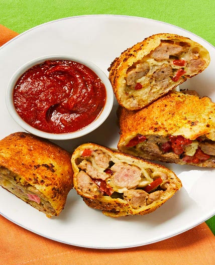 Pork Sausage & Pepper Stromboli with Mozzarella & Marinara Sauce