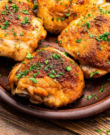 Air Fryer Chicken Thighs (Bone In Skin On)