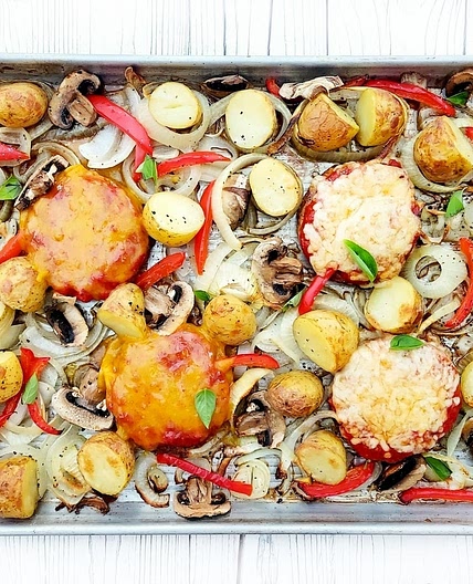 Vegan Burger & Onion Bake