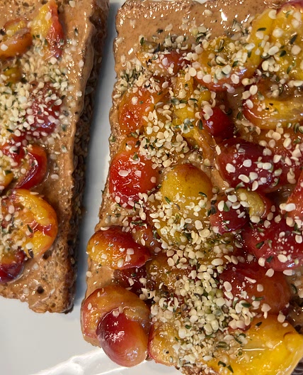 Roasted Cherry Almond Butter Toast