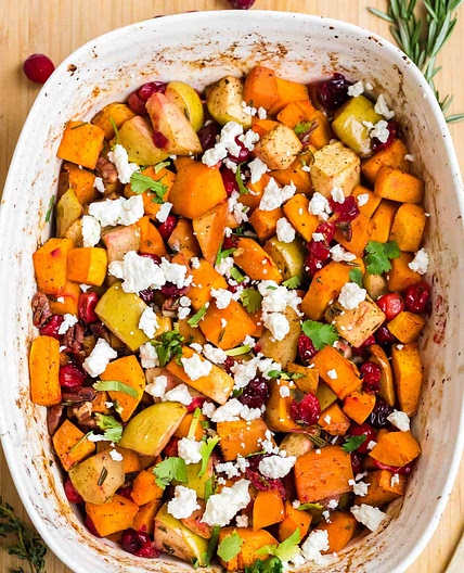 Apple Butternut Squash Casserole with Cranberries