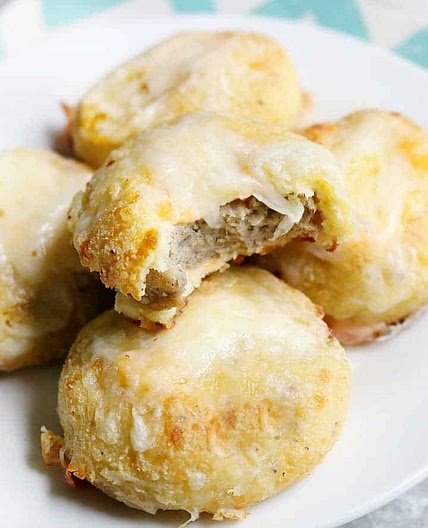 Keto Breakfast Biscuits Stuffed with Sausage and Cheese