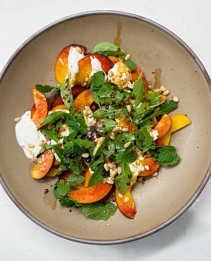 Summer Peach Salad with Stracciatella