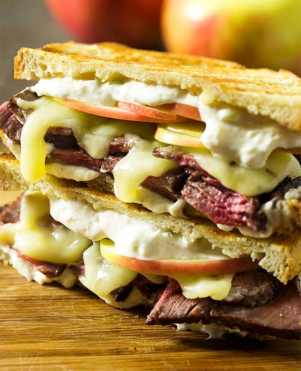 Cheddar, Apple, and Roast Beef Panini