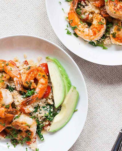 Cauliflower Rice Bowl with Garlic Shrimp