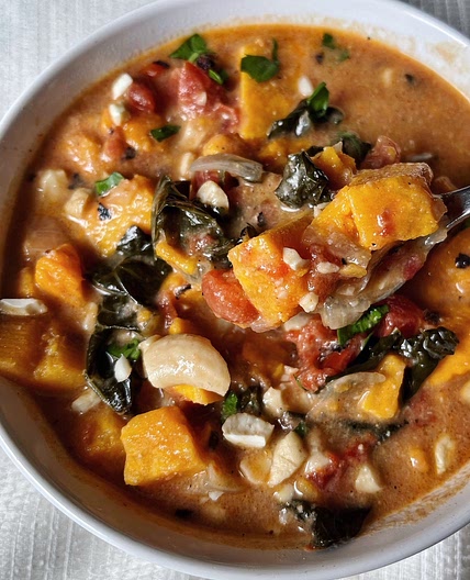 Creamy Sweet Potato Cashew Soup {Vegan}