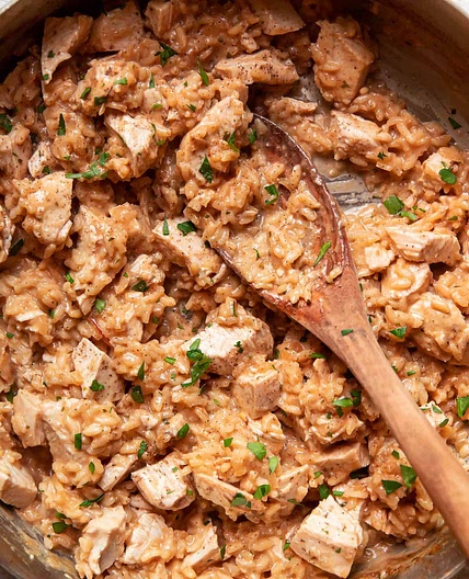 One Pan Buttermilk Baked Chicken Risotto