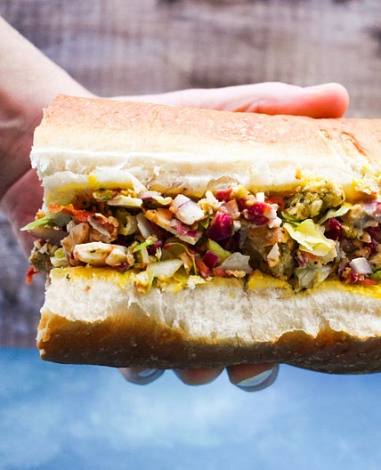 Vegan Chopped Falafel Salad Sandwich with Cheese