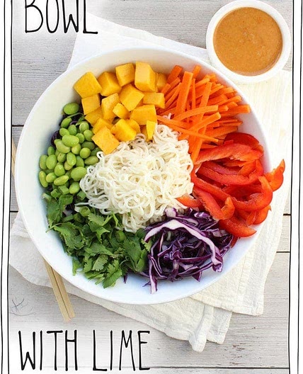 Rainbow Shirataki Bowl with Peanut Lime Sauce
