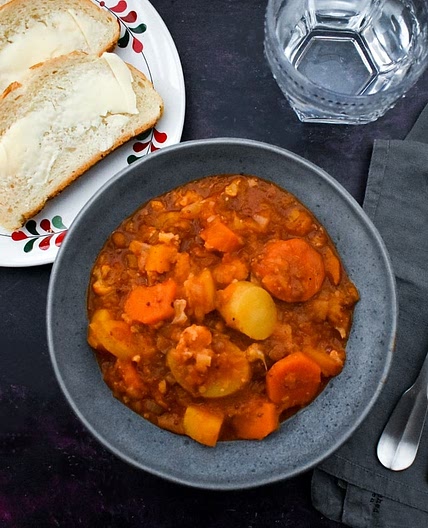 Vegan Butternut Squash & Lentil Stew with Potatoes