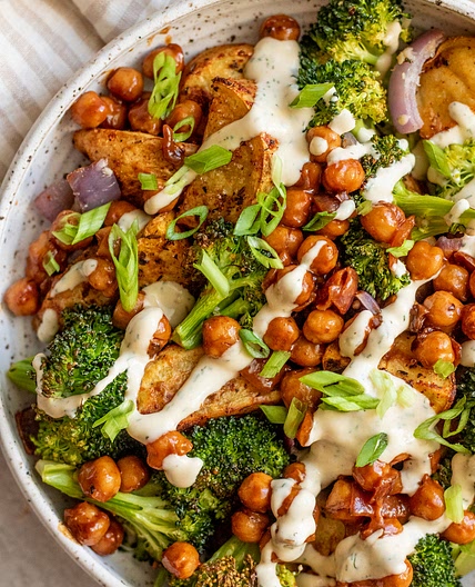 Roasted Potato Salad with BBQ Chickpeas