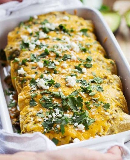 Butternut Squash & Mushroom Enchiladas with Tomatillo Sauce