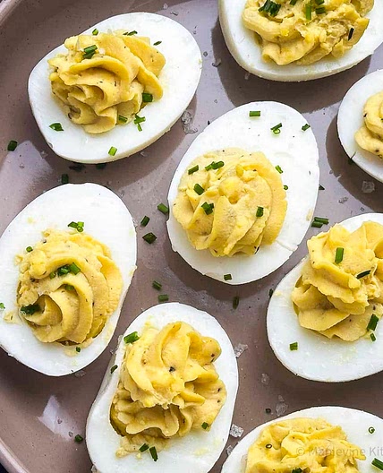 Truffled Deviled Eggs with Black Truffle Oil & Fresh Chives