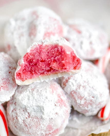 Peppermint Snowball Cookies