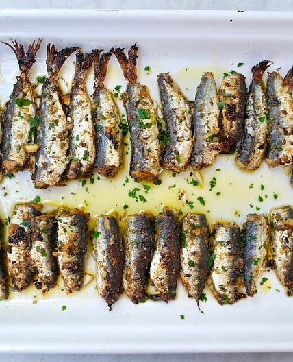 Roasted Sardines with Garlic and Herb Crust