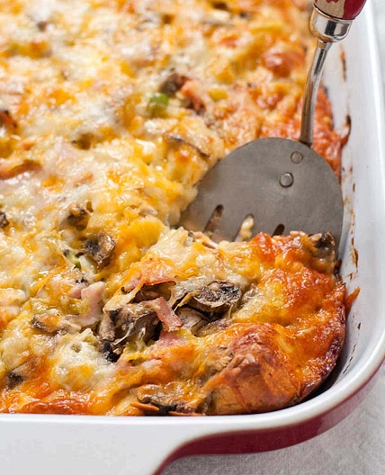 Bubble Up Ham and Cheese Biscuit Breakfast Casserole