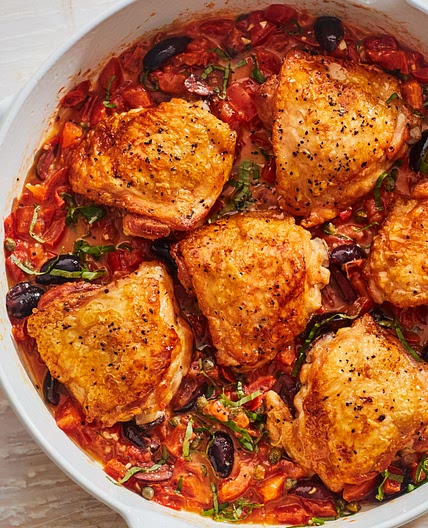 Provencal Chicken with Tomatoes, Olives, and Basil