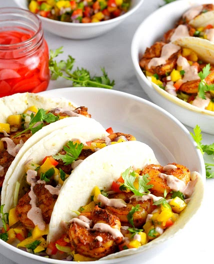 Grilled Shrimp Tacos with Mango Salsa